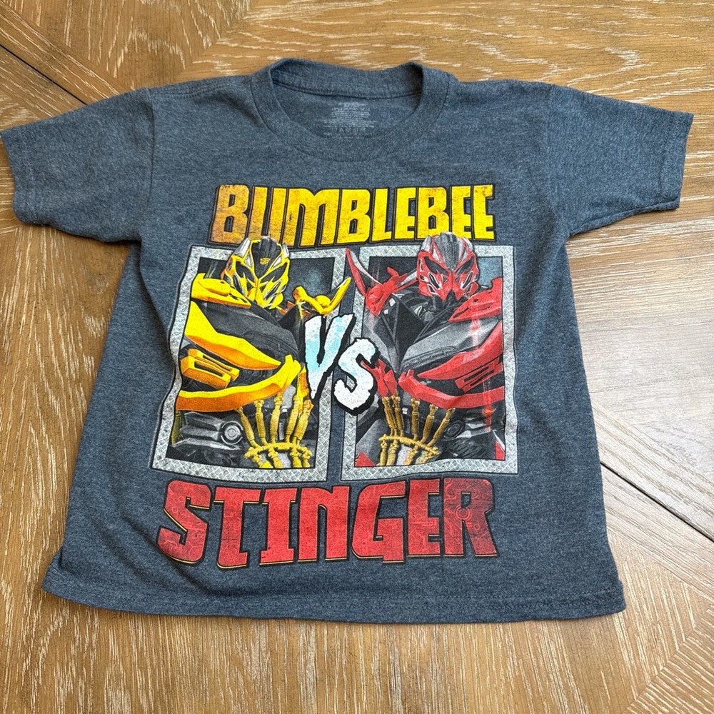 Bumblebee VS Stinger Graphic Tee - Gray with Yellow & Red graphics both sides